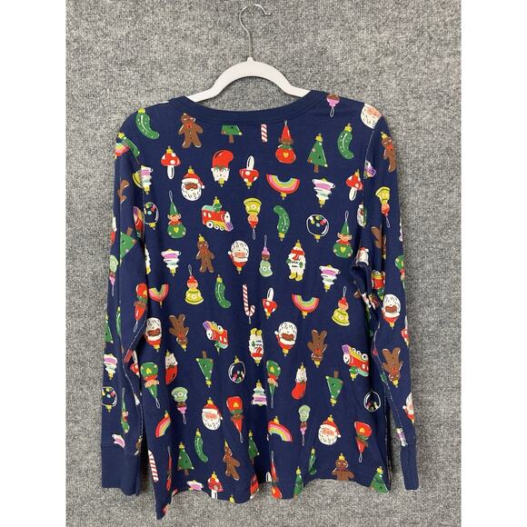 Hanna Anderson Top Women's XXL Blue Long Sleeve 100% Organic Cotton Christmas - Picture 10 of 11